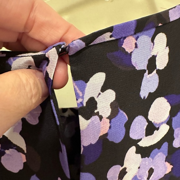 Kate Spade purple and black sleeveless blouse with ruffle trim.  Size M. - Picture 5 of 6